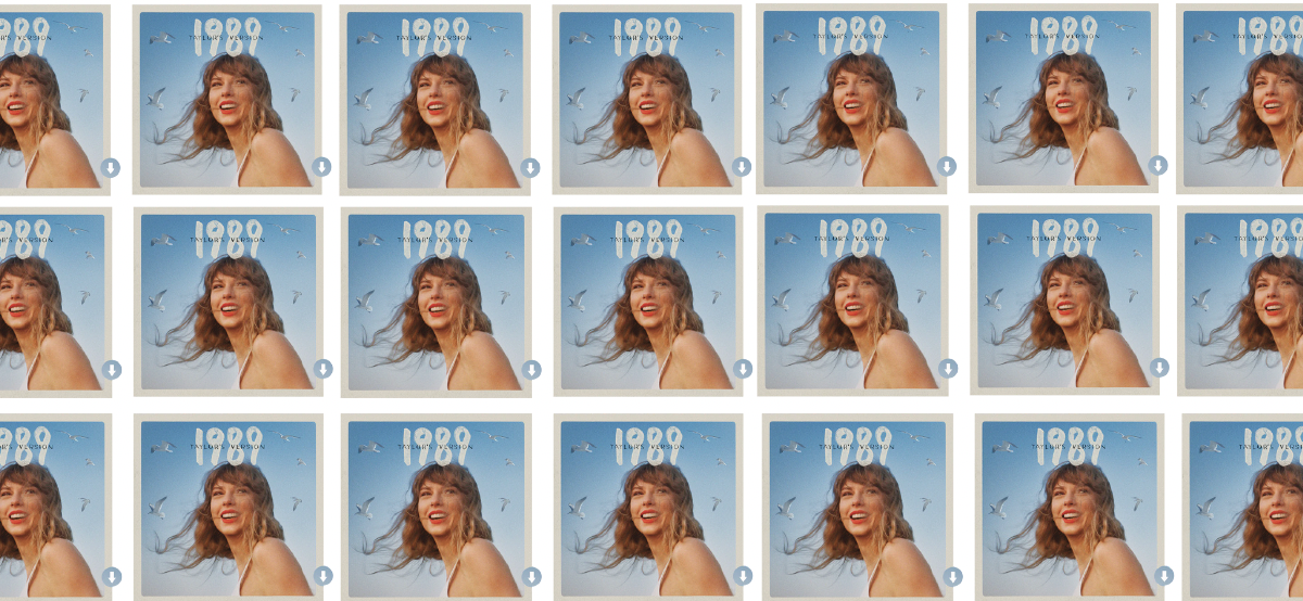 Taylor Swift's 1989 album cover is displayed in a series.