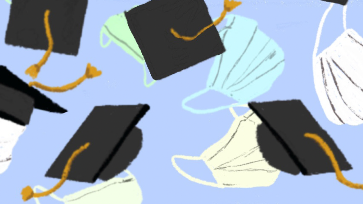 Masks and graduation caps