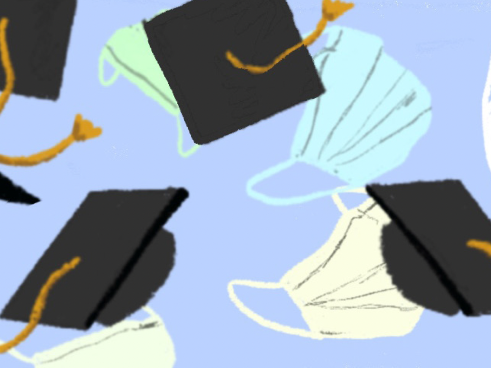 Masks and graduation caps