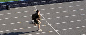 Student veteran runs at the Bluejay 5k.